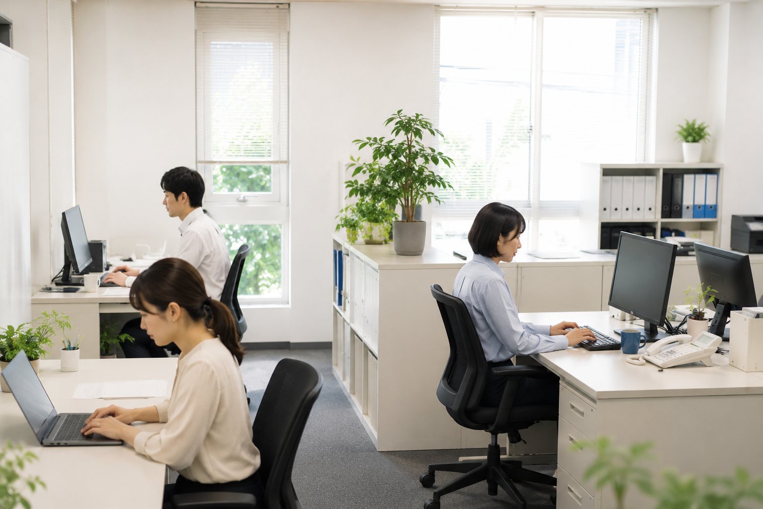 営業電話に邪魔されず集中して働くオフィスのイメージ